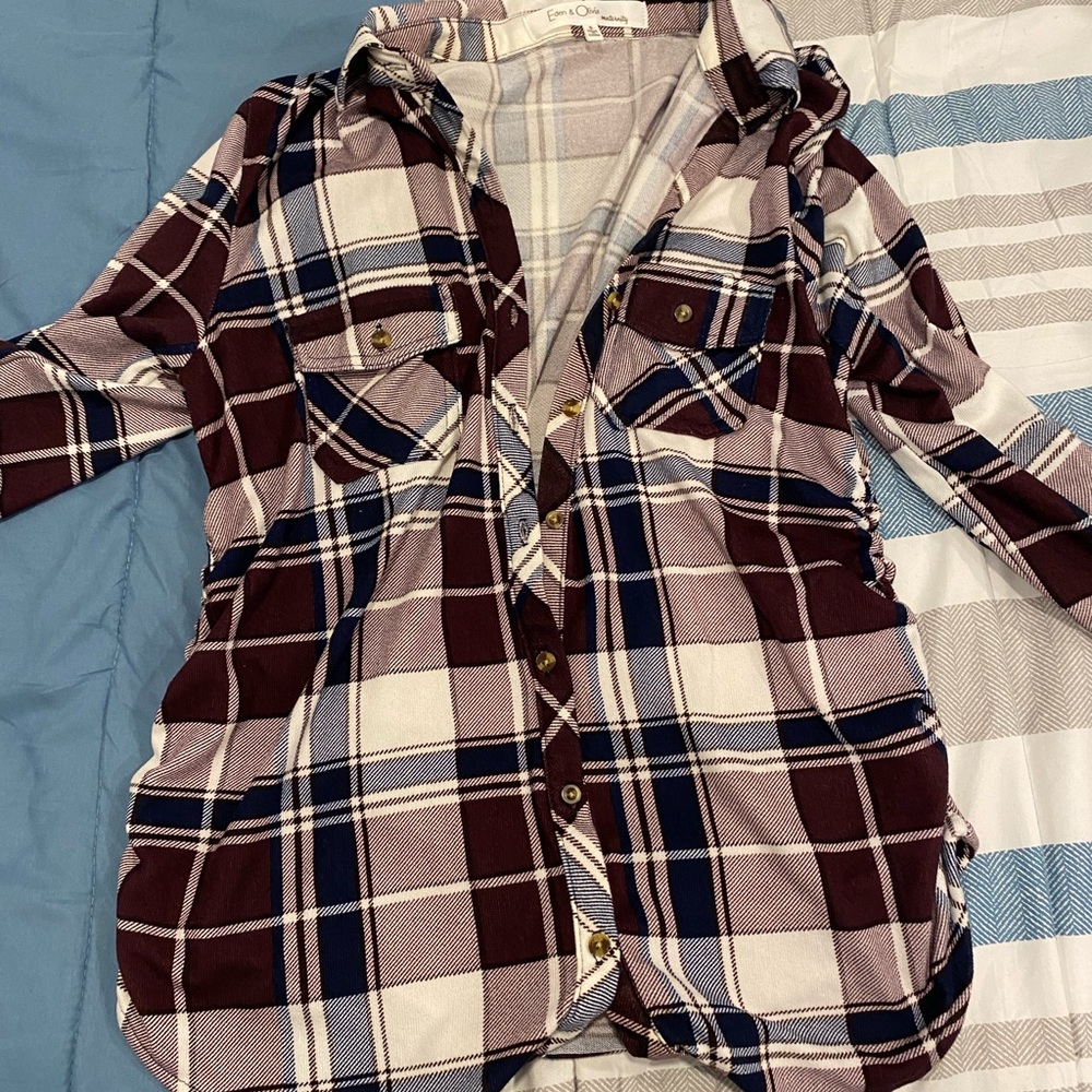 Plaid purple and blue shirt
